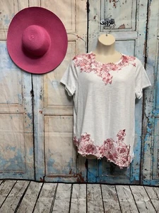 Lane Bryant White Short Sleeve Lace Embellished Knit Tunic Size 18/20 - Picture 1 of 6