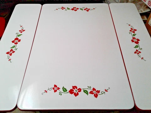 Antique Farmhouse Porcelain Enamel Kitchen Table & 4 Chairs w/ Slide Outs Cover