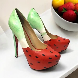 Taylor Says (Taylor Reece) Retro Watermelon Platforms Stiletto Heels Size 9.5 - Picture 1 of 11
