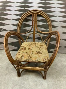 ANTIKER SESSEL KINDERSESSEL UM 1930 WEIDE HOLZ UND TEXTIL PUPPENSTUHL - Bild 1 von 10