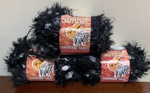 Lot of 3 Sullivans Samba Eyelash Yarn  Skeins Color Inca Black White Grey Ombre - Picture 1 of 3