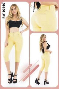 Capri Short Corto Colombian Shorts Bermuda Buttlift levantacola PushUp 10440 Yel - Picture 1 of 4