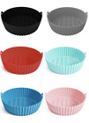 Round Silicone Air Fryer Liner Handle Basket Pot Baking Oven Pan Fit For Ninja