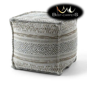 Modern beautiful POUFFE "SQUARE" for sitting 50x50x50 cm cream / taupe BOHO - Picture 1 of 6