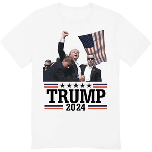 President Donald Trump Rally Shooting Shirt USA MAGA Fist Pump Fight TRUMP 2024 - Picture 1 of 8