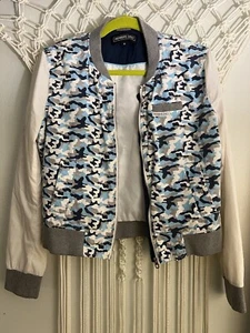 Members Only Womens Lightweight Camouflage Baseball Bomber Jacket Nylon Sleeves - Picture 1 of 16