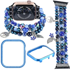 Beads Watch Strap Band + Case Cover For Apple Watch iWatch 7 6 SE 5 4 3 2 Luxury - Picture 1 of 26