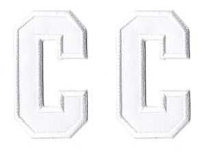 2 x C Letra Capitán 3 Pulgadas Texto Blanco Hierro en Parche Bordado para Chaqueta P47 - Imagen 1 de 5