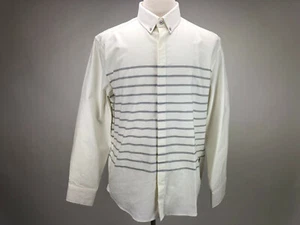 Five Four XL Gray Stripes Extra Large Button-Up Long Sleeve Casual Mens Shirt - Picture 1 of 7