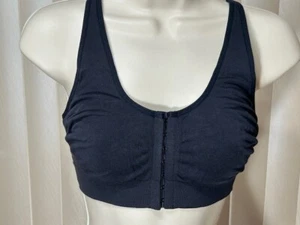 Cuddl Duds T Shirt Bra L Wireless Front Close Cross Back Convert Black A604601 - Picture 1 of 8