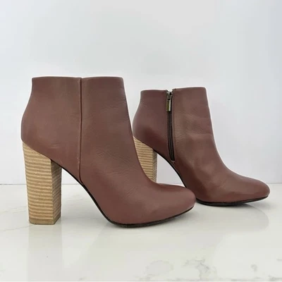 Joie Cuero Botín Zapato Tacón Alto Pila Cremallera Moca Marrón Talla EU 38 / US 8 Foto 1 de 4