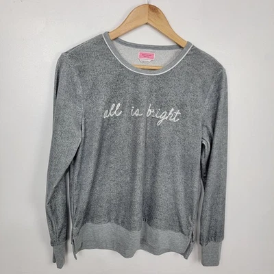 Kate Spade 女式睡衣上衣 S 码亮灰色丝绒圣诞节 — 第 1/4 张图片