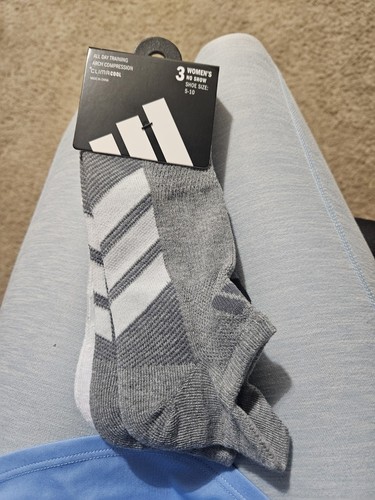 ADIDAS CALZE DONNA NUOVE POLY BL NO SHOW TRASPIRANTI SET DI 3 TAGLIA 5 10