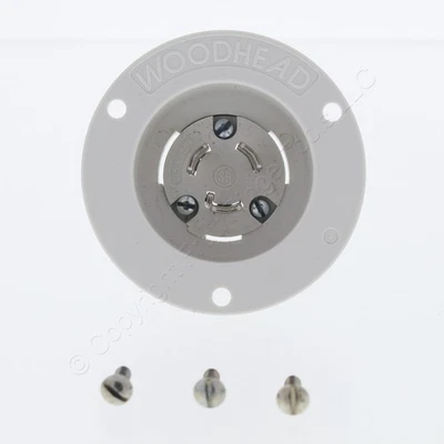 Woodhead 2407MB Safeway Male Flanged Inlet 3P3W 15A 125V 10A 250V Non-NEMA - Image 1 of 4