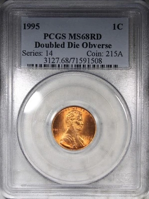 1995 Doubled Die Obverse Lincoln Cent PCGS MS68RD Uncirculated - Image 1 of 4