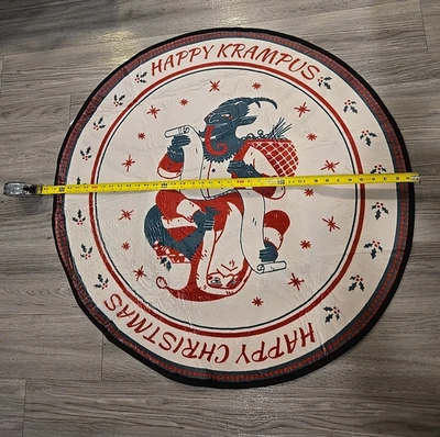 37" Round Area Rug Happy Krampus Christmas Non-Slip Circle Rug Machine Washable - Image 1 of 4