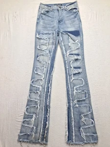 Jean mujer ROCKSTAR ORIGINAL Zariyah S (28x36) apilado acampanado lavado claro flecos - Imagen 1 de 14
