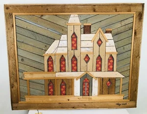 THEODORE DEGROOT - Lathe  Rustic Wood Southern Home / Signed Large 31"x24.5" Art - Foto 1 di 10