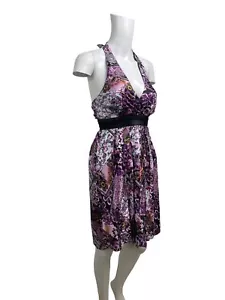 WOMENS Satin Slip Dress Size XS 6-8 Purple Mix Handmade Ruffle Back NEW EU34 - Picture 1 of 9
