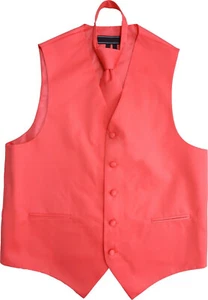 Men's Solid Color Adjustable Dress Vest & Neck Tie Set for Suit or Tuxedo - Picture 1 of 18