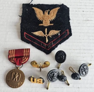 Lot of 9 WWII 1940's USA Naval Aviation Single Bar Felt Patch with Medal & Pins - Picture 1 of 8