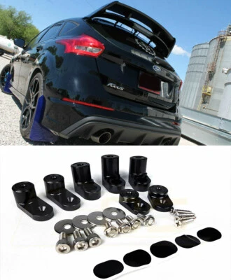 For 13-Up Ford Focus ST Hatchback Wing Black Riser Raiser Kit Rear Spoiler Lip - Image 1 of 3