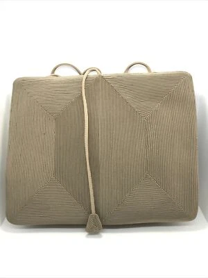 Vintage  Silver Blue USA    Taupe Textured Front & Back   Shoulder Bag Purse  - Image 1 of 4