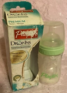 🧸Playtex Drop-Ins Nurser w Liners 4oz Silicone Slow Nipples 🌻Green FREE SHIP - Picture 1 of 12