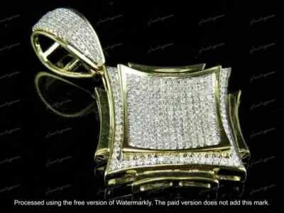 Colgante de diamantes de corte redondo de 2,00 quilates para hombre enchapado en oro amarillo de 14 k Foto 1 de 2