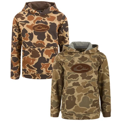 Drake Waterfowl Youth Three End Old School Camo Hoodie - Image 1 of 4