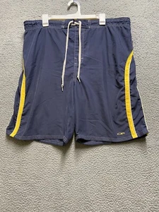Ocean Pacific Swim Shorts Mens Large Blue Yellow Lined Trunks Drawstring - Picture 1 of 11