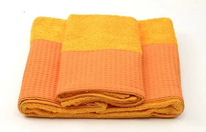 COPPIA ASCIUGAMANI SPUGNA CON BALZA NIDO D'APE - ARANCIONE ARANCIO - Imagen 1 de 1