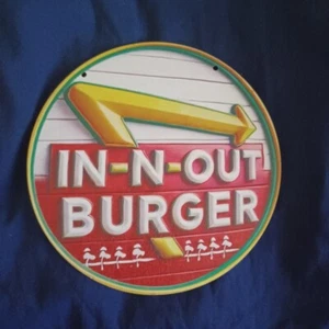 8" Round Wood Sign Wall Art Home Decor Kitchen Food Inside/Outside IN-N-Out #2 - Picture 1 of 1