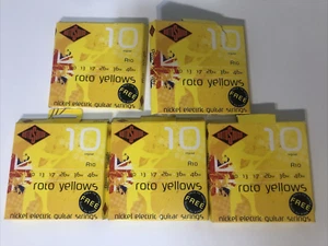 Lot of 5 Rotosound R10 Roto Yellows Nickel Electric Guitar Strings .010-.046 - Picture 1 of 4