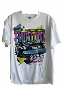 Camiseta Carreras Años 90 Vintage 1996 Original Jeff Burton L Jerzees NAPA Blanca - Imagen 1 de 3
