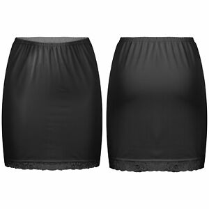 Women Smooth Solid Color Underskirt Elastic Waistband Petticoat for Party Dress