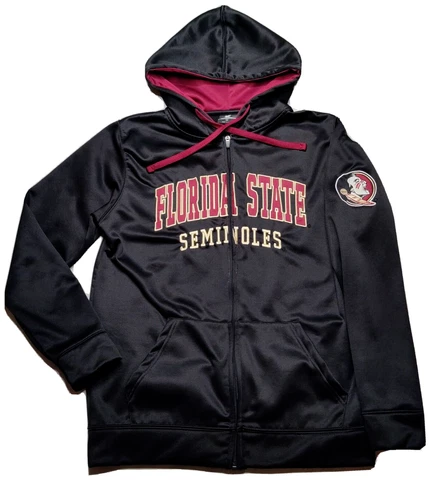 COLOSSEUM FSU FLORIDA STATE UNIVERSITY Men XL Black Full Zip L/S Hoodie Jacket Cover