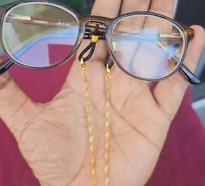 Cinturino per occhiali da sole catena attorcigliata placcato oro 18 carati catena ferma lettura - Foto 1 di 2