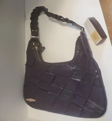Bolso de Hombro Nuevo con Etiquetas Elliot Lucca Hobo Púrpura Profundo Charol Tejido Cesta Foto 1 de 4
