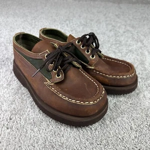 Russell Mokassin 4,5 D braun/grün Leder 4 Ösen Oxford Stil Schuhe - Bild 1 von 10
