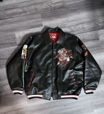 Chaqueta de bombardero vintage azul crudo Japanase Samurai Varcity imitación para hombre talla L Foto 1 de 4