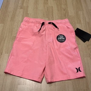 NWT $35 Pink Faded Coral Hurley Boys Hybrid Shorts 2-Way Stretch Size 6(5-6YRS) - Picture 1 of 10