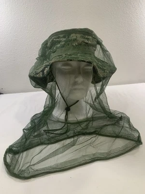 US Military Digital Camo Jungle Boonie Hunting Hat Size L Mosquito Net Zip Up - Image 1 of 4