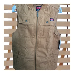 Wrangler Workwear Small Quilted Lined Duck Vest Relaxed Fit Front Utility Pocket - Picture 1 of 6