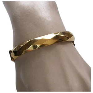 14 Karat Yellow Gold Over Rolled Wide Bangle Bracelet with Hinge Clasp 7.5" RARE - Imagen 1 de 7