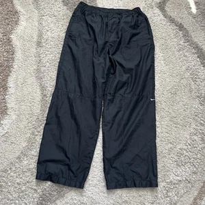 Vintage nike track pants Black baggy wide leg skater mens size M Nylon y2k - Picture 1 of 8
