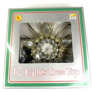 Vintage Lametta Stern 10 Lichter Ree Topper Weihnachten 8" 5 Punkt getestet/funktioniert! - Bild 1 von 10