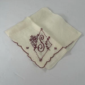 Vintage besticktes Taschentuch Initiale "S" - Bild 1 von 5
