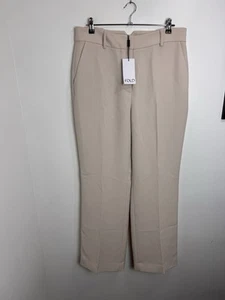 The Fold Alzira Straight-Leg Trousers Stone Stretch Tailoring UK 16 New With Tag - Picture 1 of 10