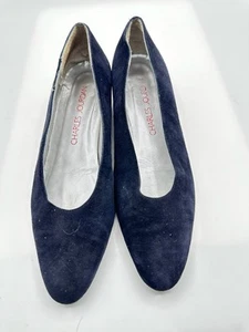 Vintage Charles Jourdan Black Suede Pumps    Size 8.5M - Picture 1 of 12